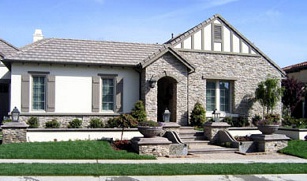 Front Entry with Fountains and Walls