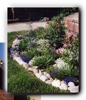 River rock border and perennials
